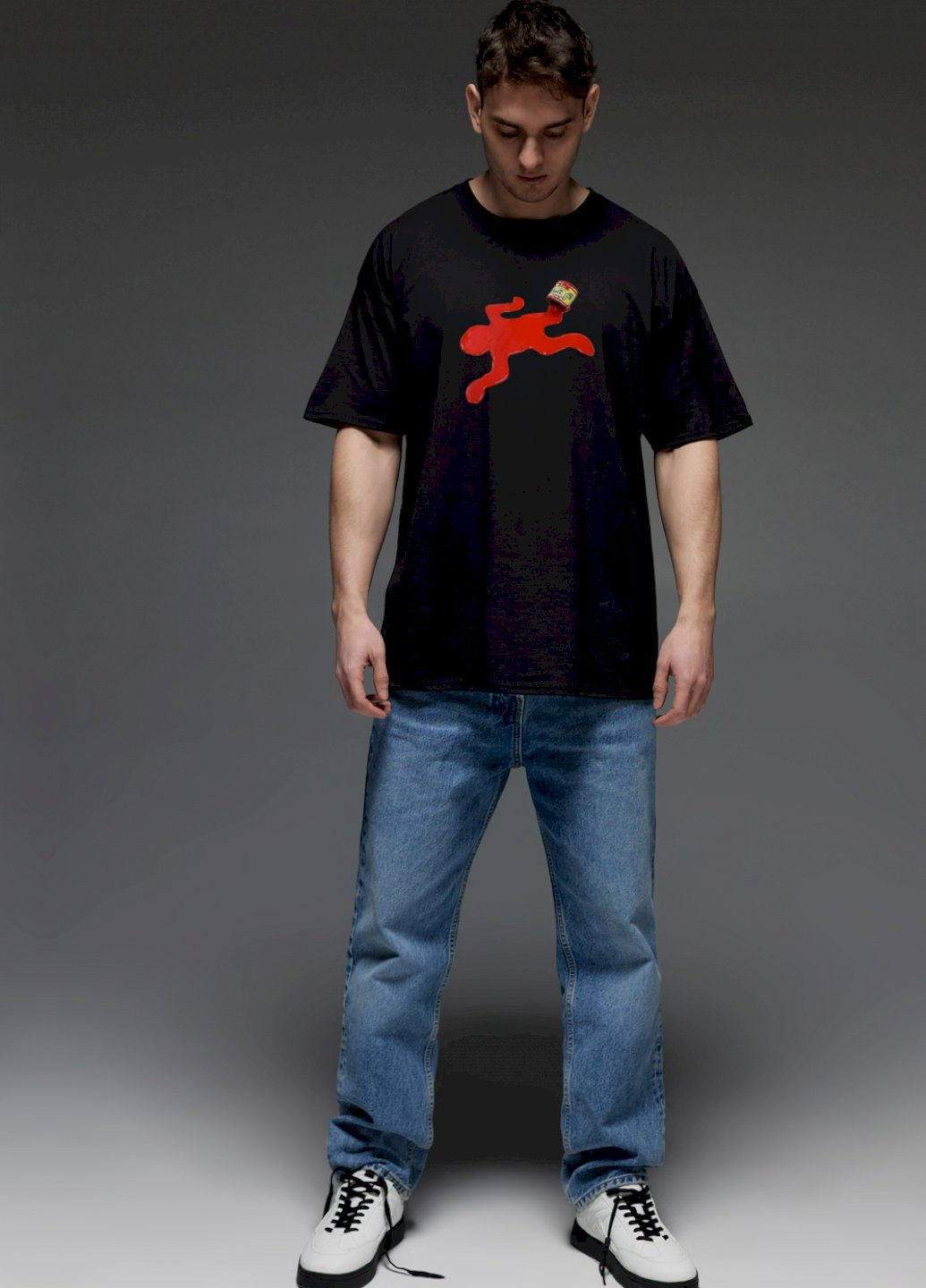 Чорна футболка oversize чоловіча чорна "арт" Aspirine