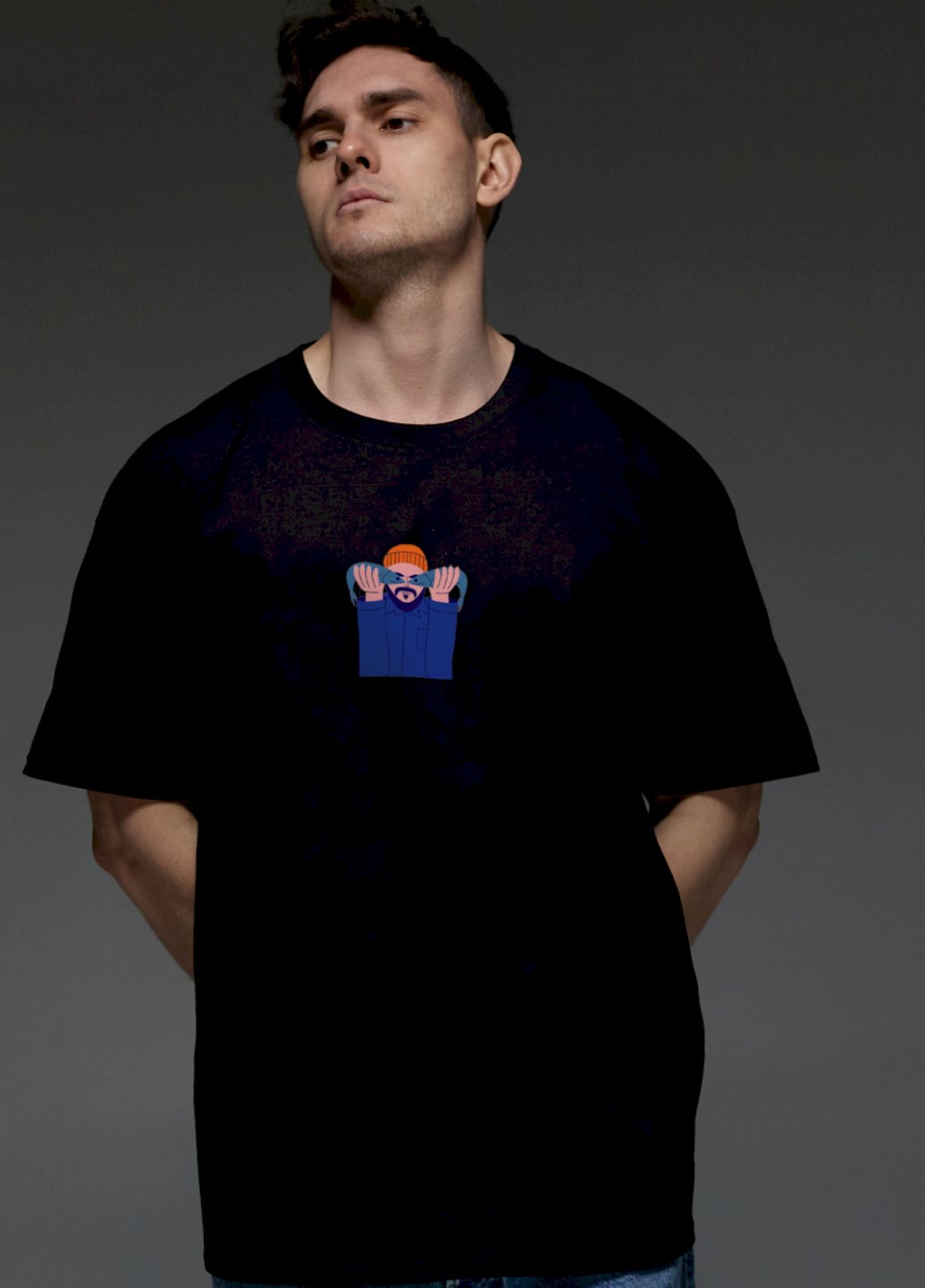 Черная футболка oversize мужская черная "арт" Aspirine