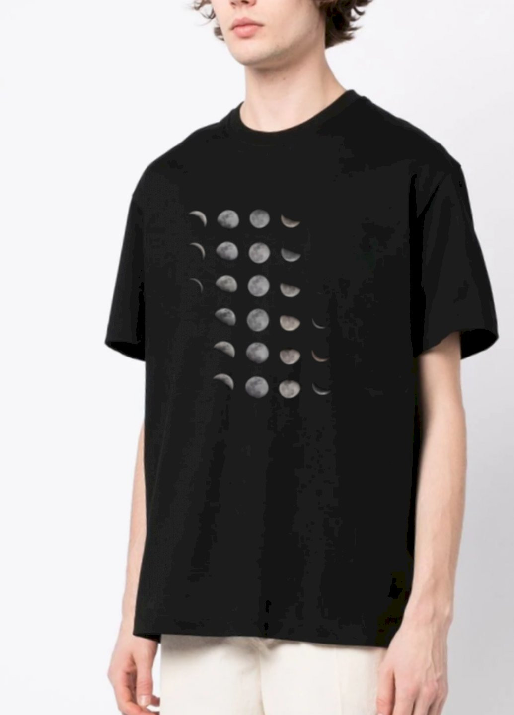 Чорна футболка oversize чоловіча чорна "фази місяця" Trace of Space
