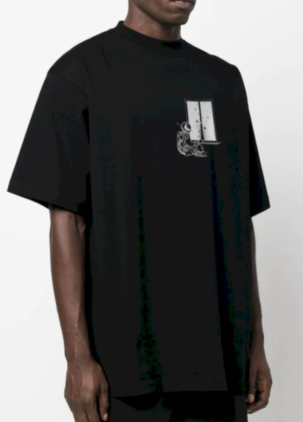 Черная футболка oversize мужская черная "окно в космос" Trace of Space