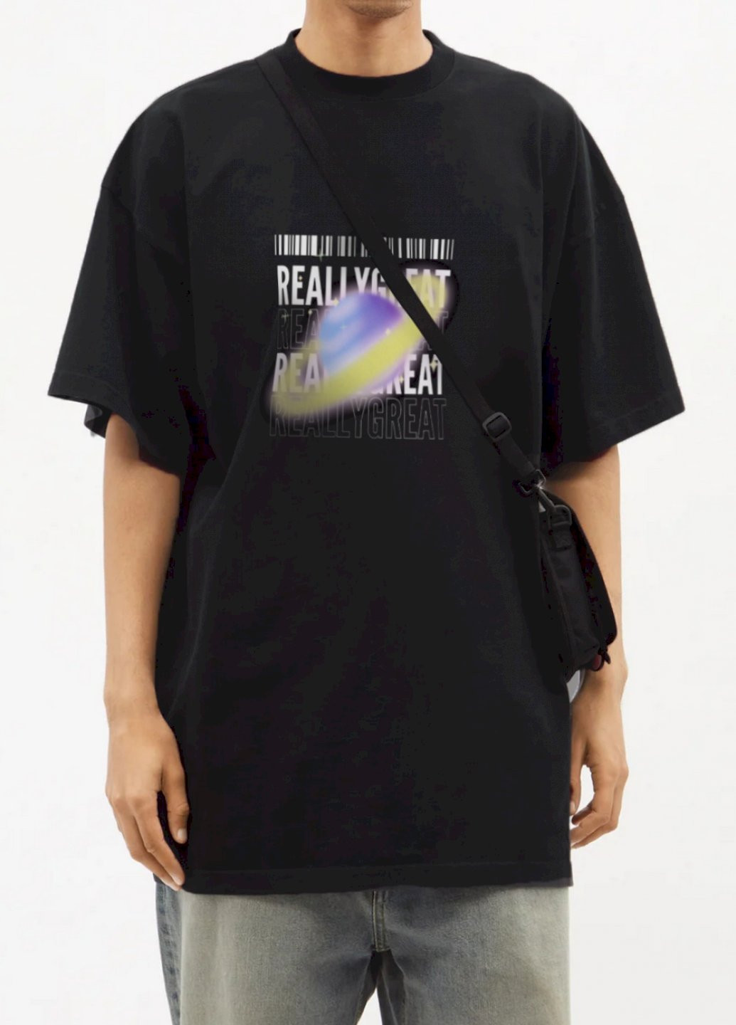 Чорна футболка oversize чоловіча чорна "дуже добре" Trace of Space