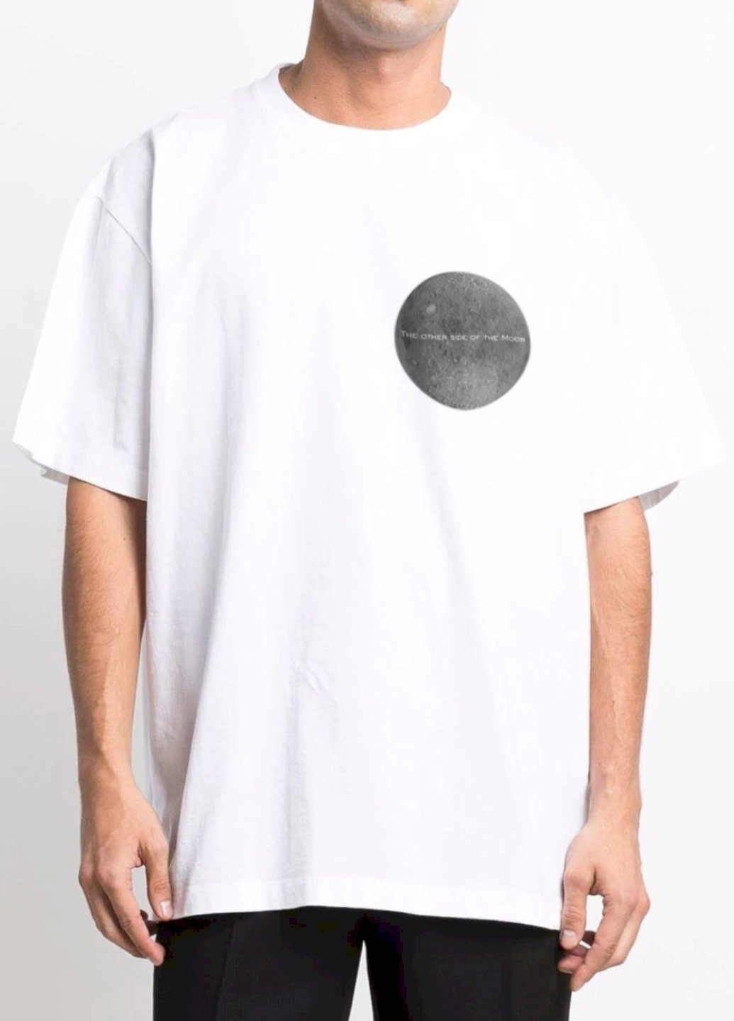 Белая футболка oversize мужская белая "другая сторона луны" Trace of Space