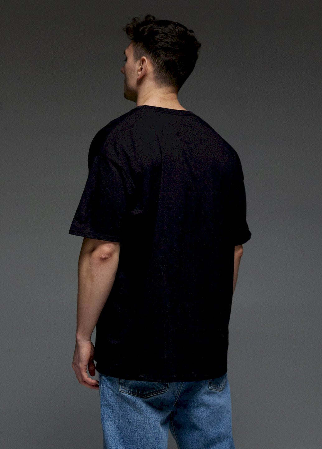 Чорна футболка oversize чоловіча чорна "цей момент" Aspirine