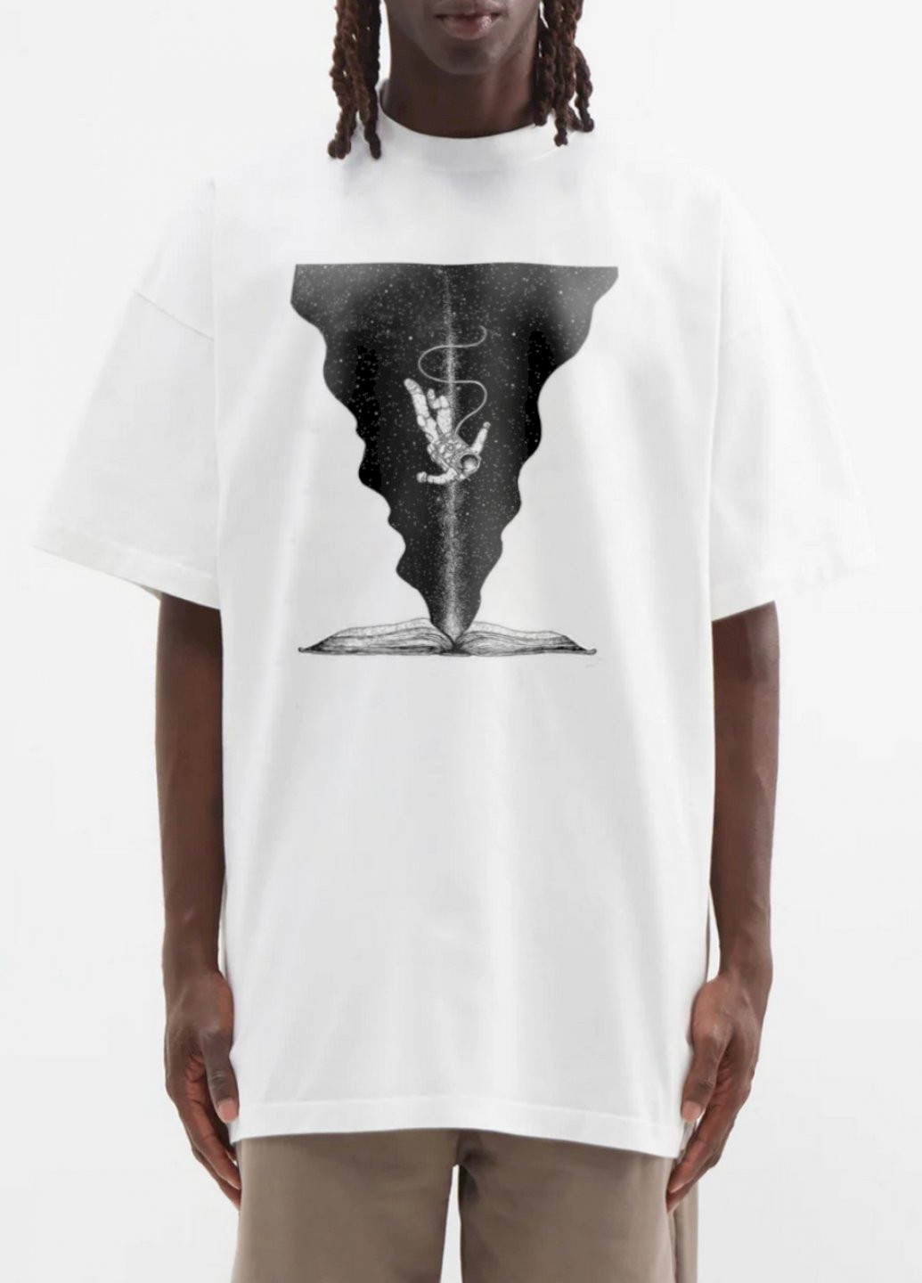Белая футболка oversize мужская белая Trace of Space