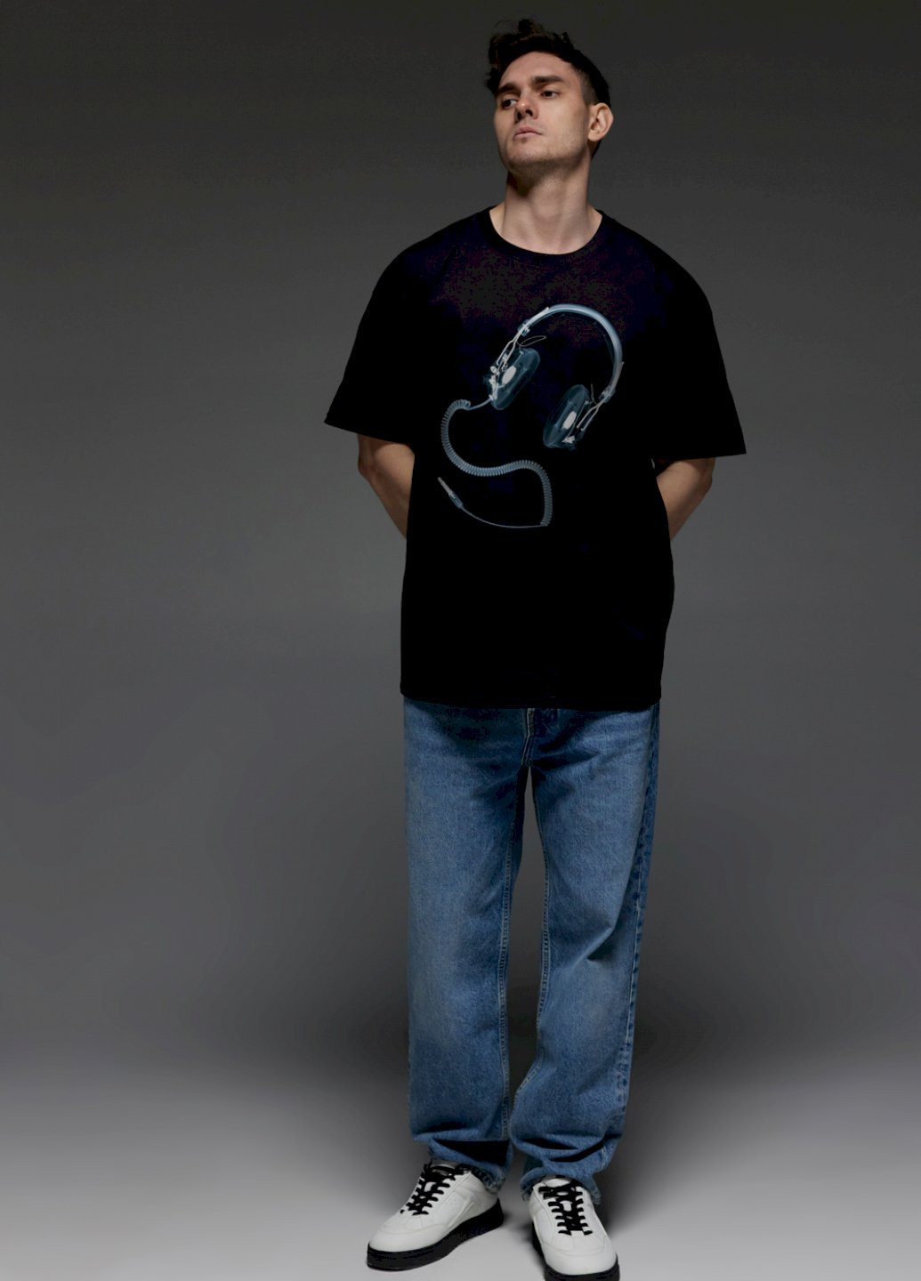 Черная футболка oversize мужская черная "ренген музики" Aspirine