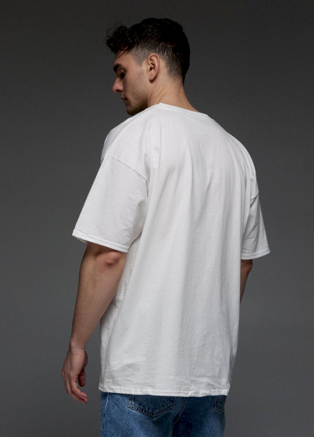 Белая футболка oversize мужская белая "вплив на справу" Aspirine