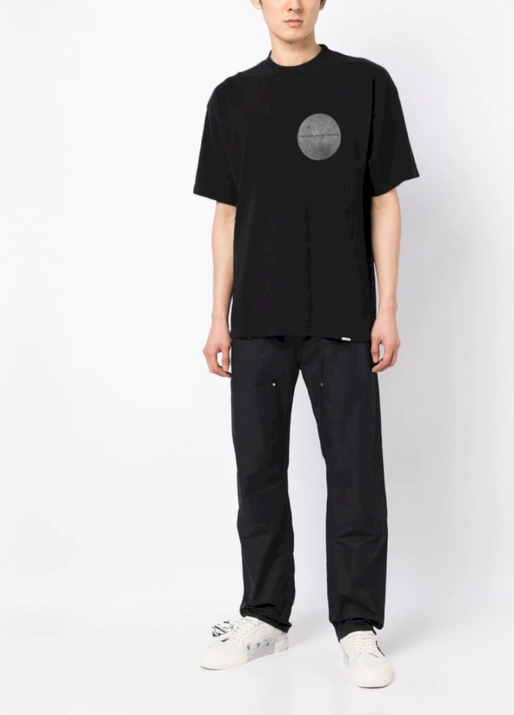Черная футболка oversize мужская черная "інший бік місяця" Trace of Space