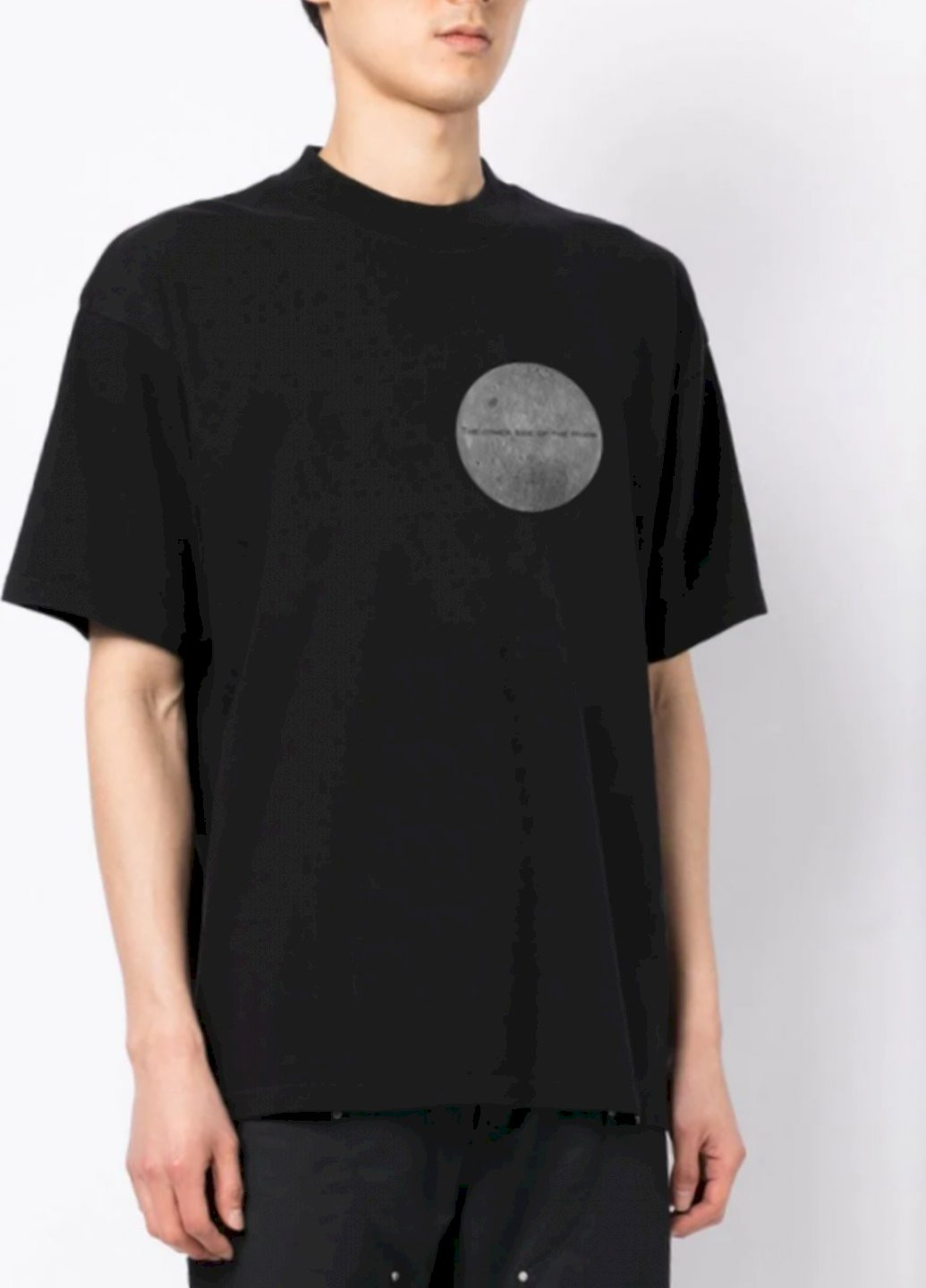 Черная футболка oversize мужская черная "другая сторона луны" Trace of Space