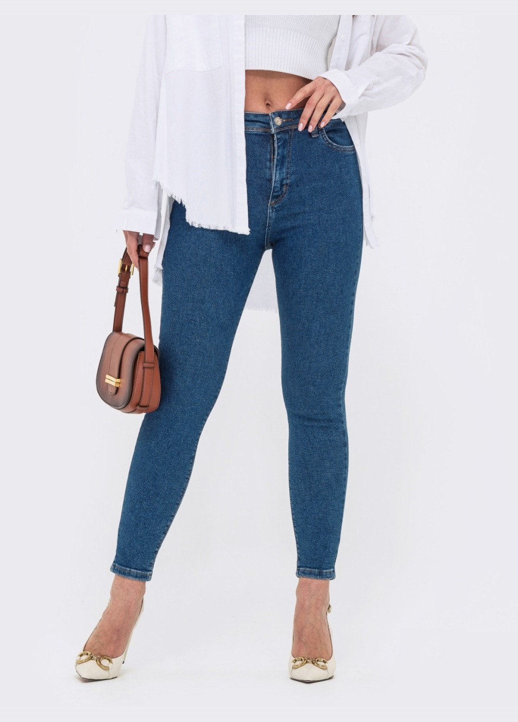 стрейчевые джинсы-скинни синего цвета Dressa - (259542912)