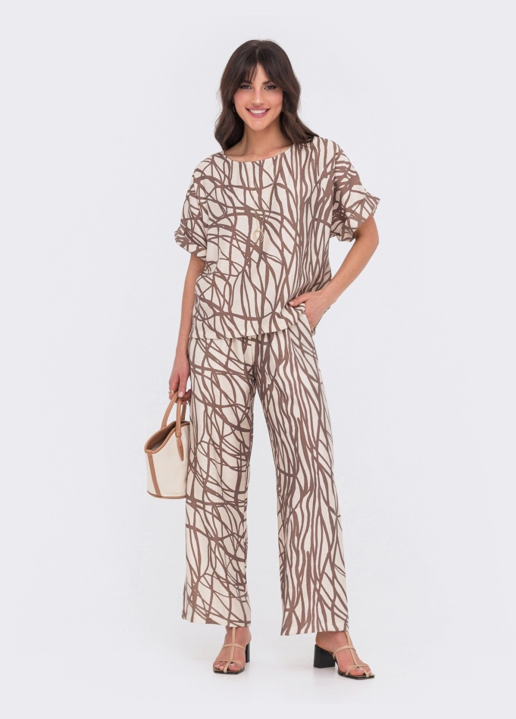 принтованный костюм из блузки и брюк Dressa (259542922)