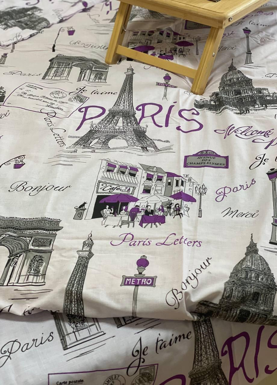 Комплект постельного белья Париж семейный 215х150 см наволочки 2 шт. 70х70 см Фиолетовый No Brand (259576420)