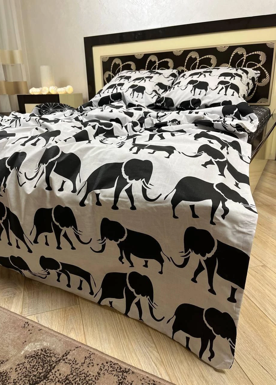 Комплект постільної білизни Слоники полуторний 215х150 см наволочки 70х70 см No Brand (259576355)