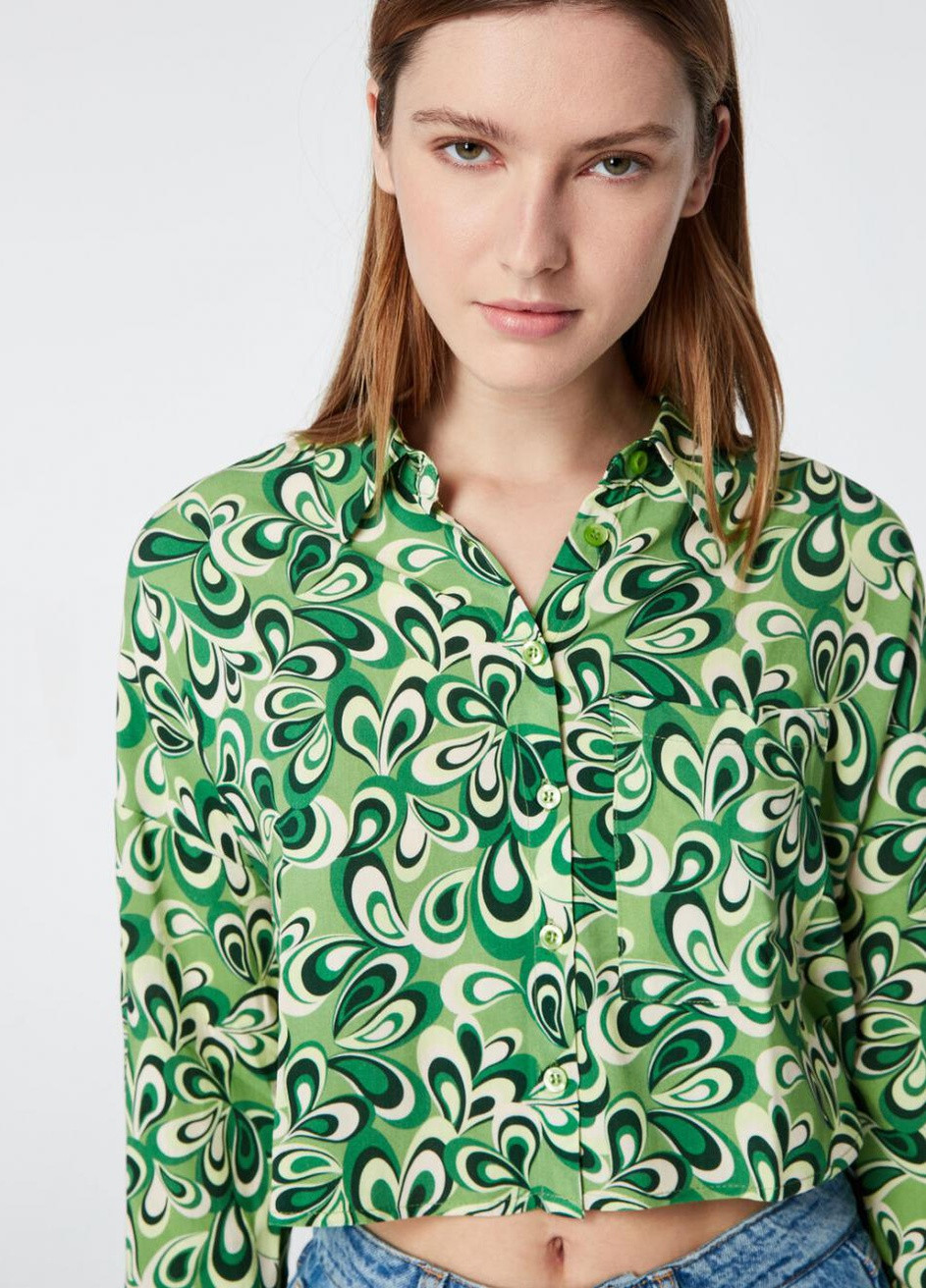 Зеленая кэжуал рубашка однотонная Jennyfer