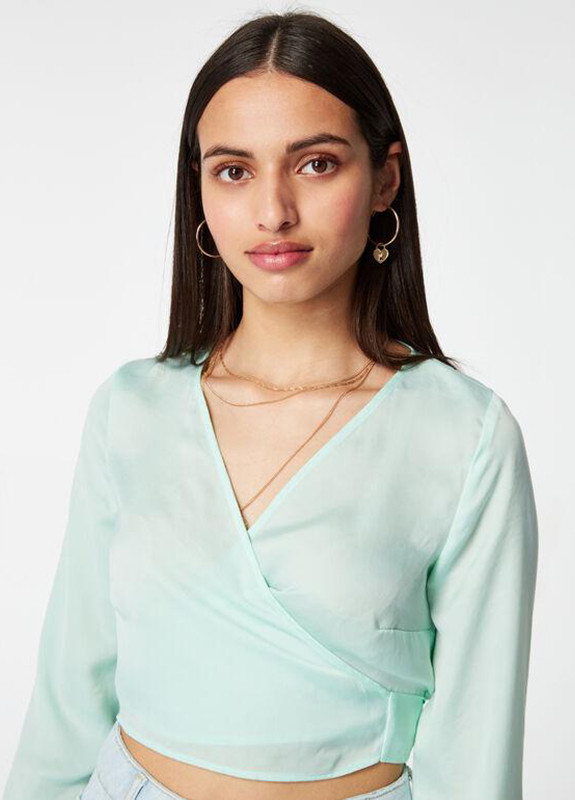 Зеленая летняя блуза на завязках Jennyfer