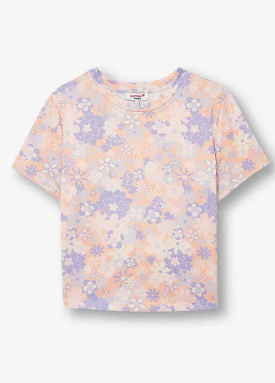Комбинированная летняя футболка в цветочный принт Jennyfer