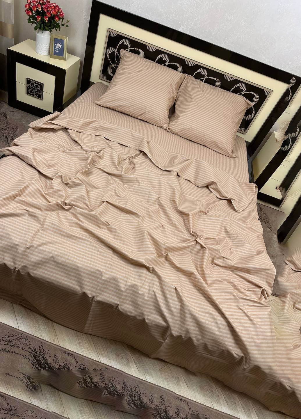 Постільна білизна бавовняна в смужку Євро 200 x 220 No Brand (259771430)