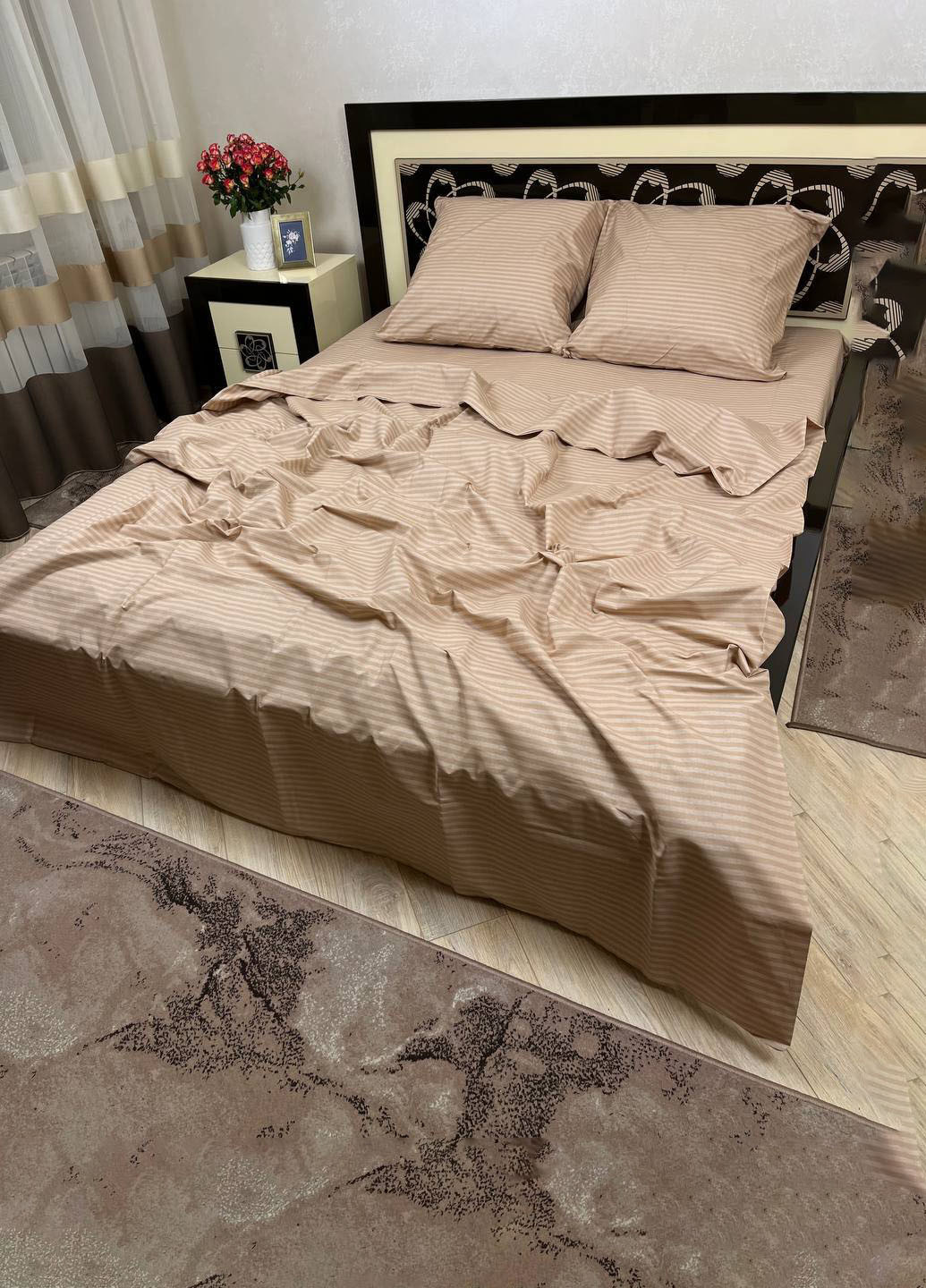 Постільна білизна бавовняна в смужку Євро 200 x 220 No Brand (259771430)