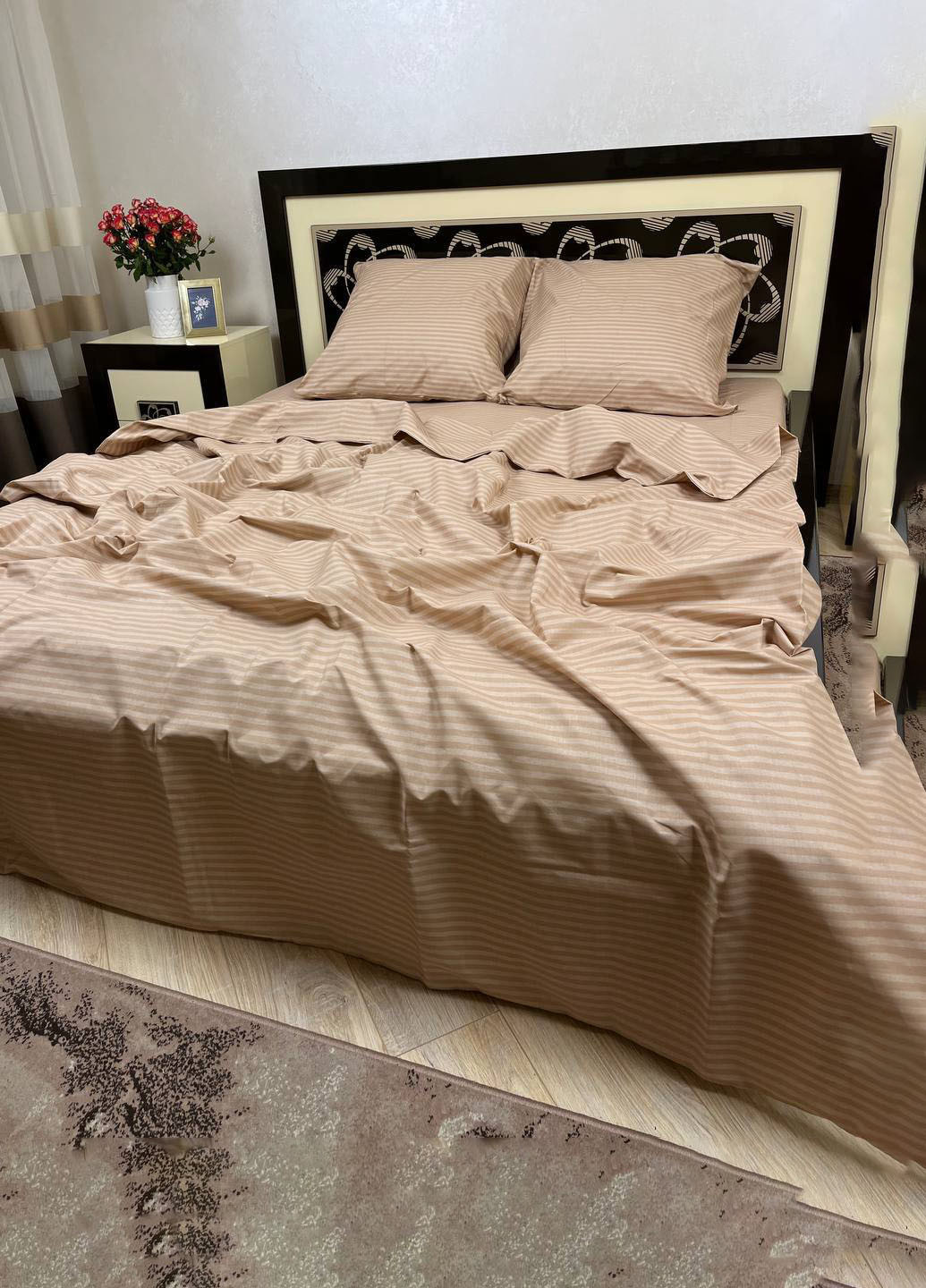 Постільна білизна бавовняна в смужку Євро 200 x 220 No Brand (259771430)