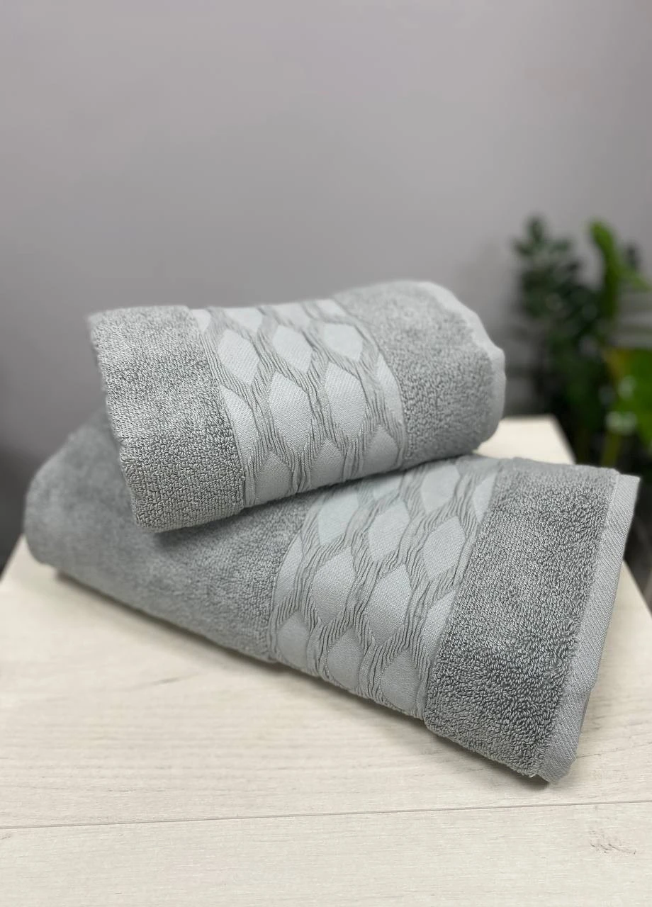 Рушник Two Dolphins махровий 70х140 см, 50х90 см світло-сірий No Brand комбінований