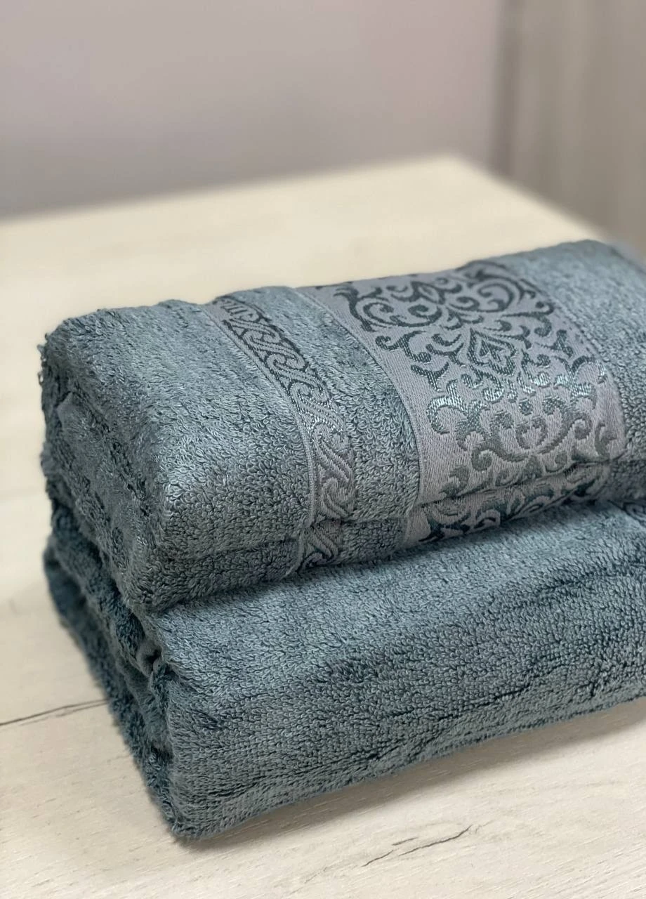 Набір рушників Bamboo 2 шт: 70х140 см, 50х90 см синій No Brand комбінований