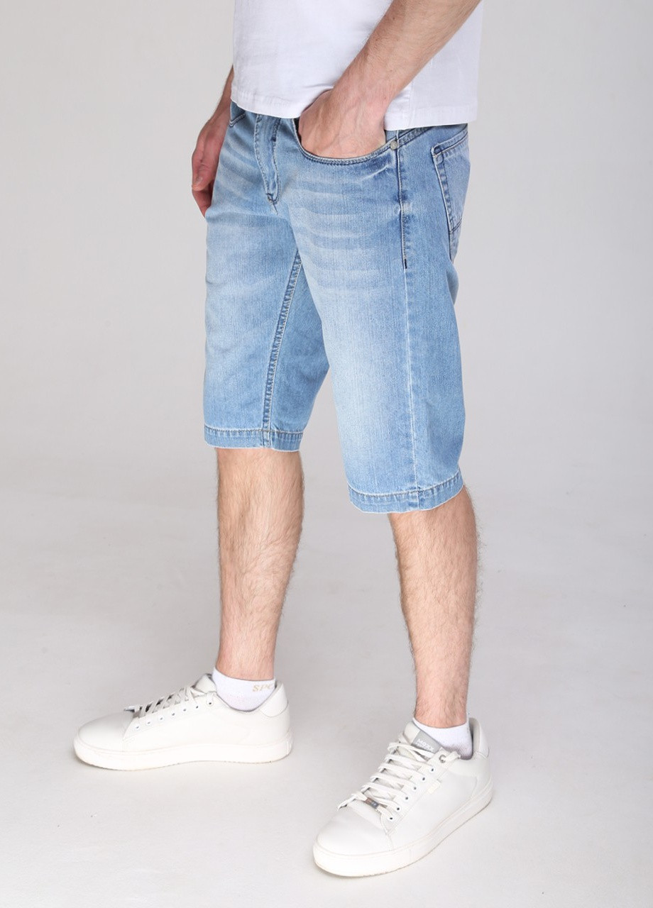Шорты мужские голубые джинсовые прямые тертые Wise (259578708)