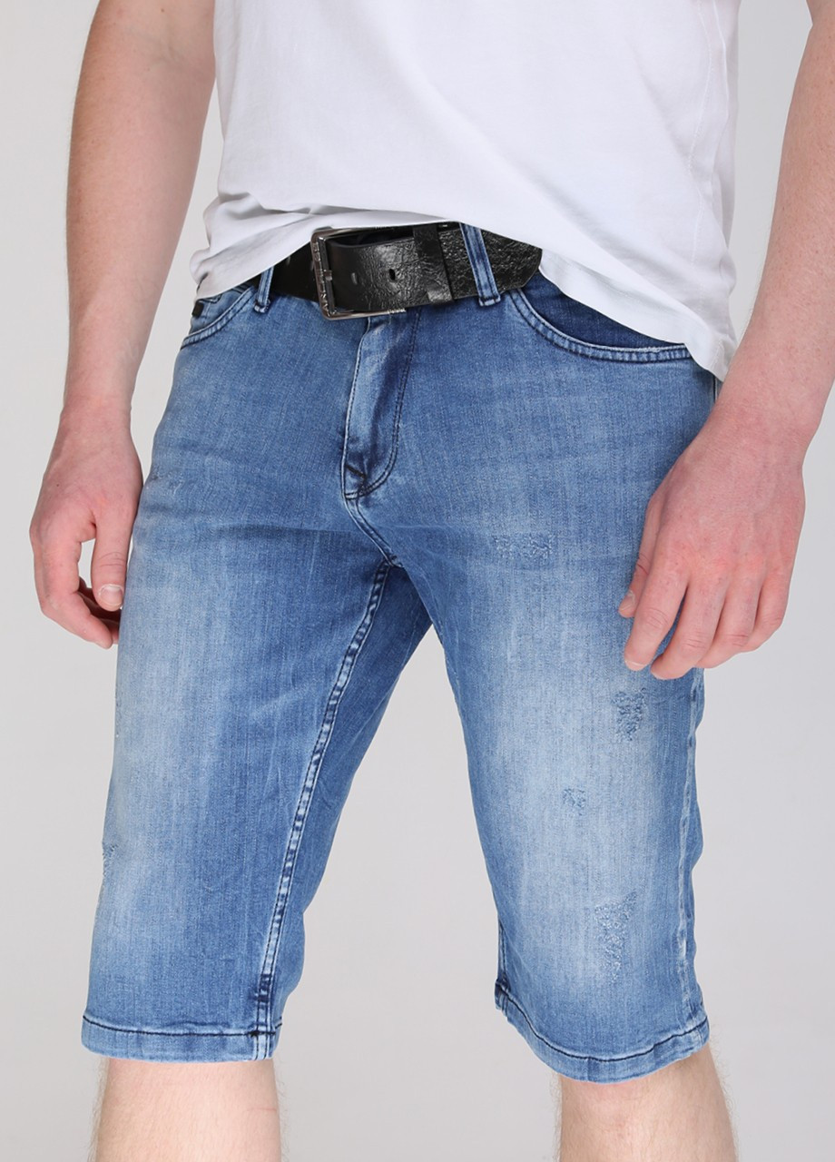 Шорти чоловічі джинсові сині зі стрейчем та потертостями ARCHILES (259578687)