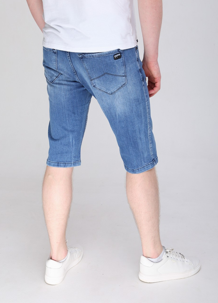 Шорты мужские джинсовые синие со стрейчем и потертостями ARCHILES (259578687)
