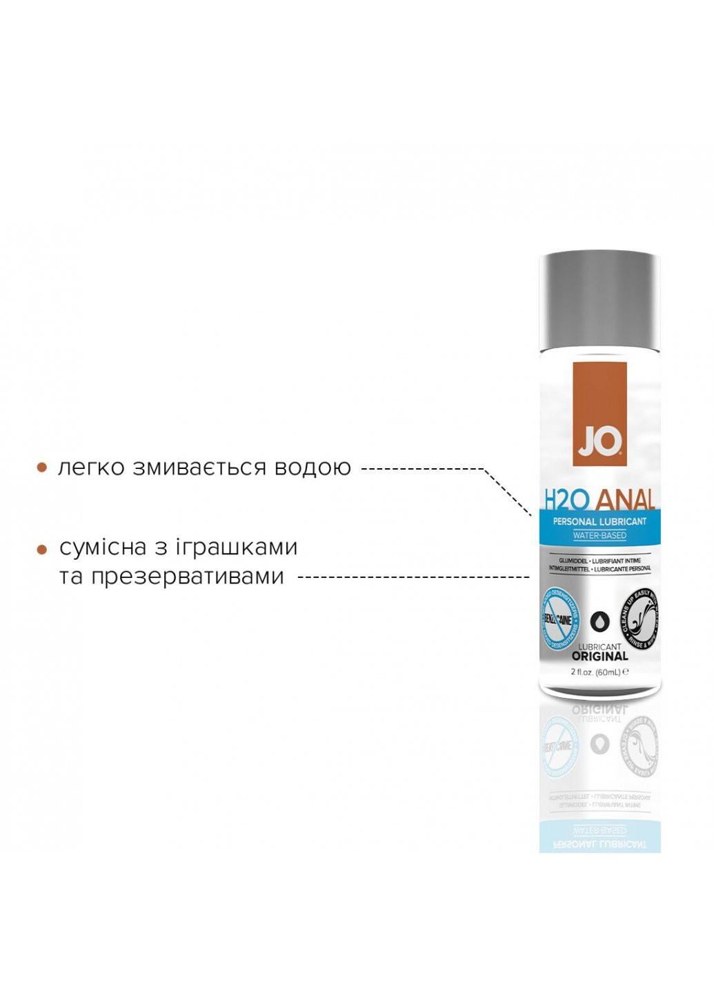 Анальна змазка ANAL H2O — ORIGINAL (60 мл) на водній основі, рослинний гліцерин System JO (259645669)