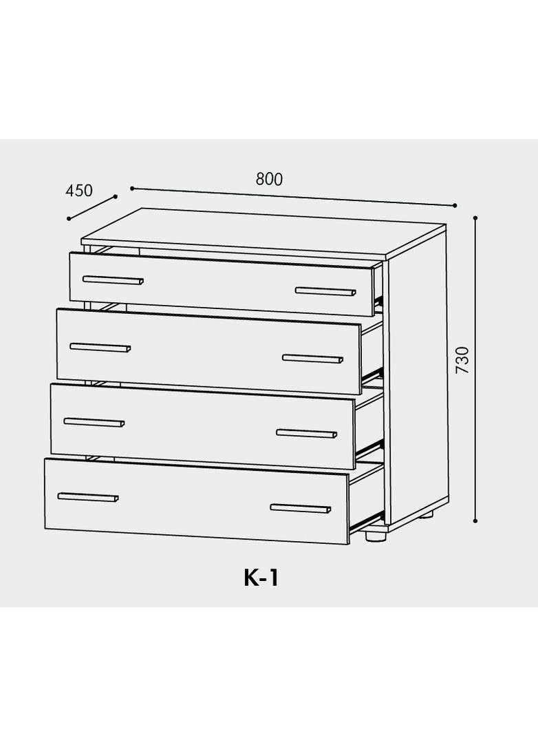 Маленький комод на 4 ящики К-1 80х45х73 дуб сонома (EVR-2069) Еверест (259637513)
