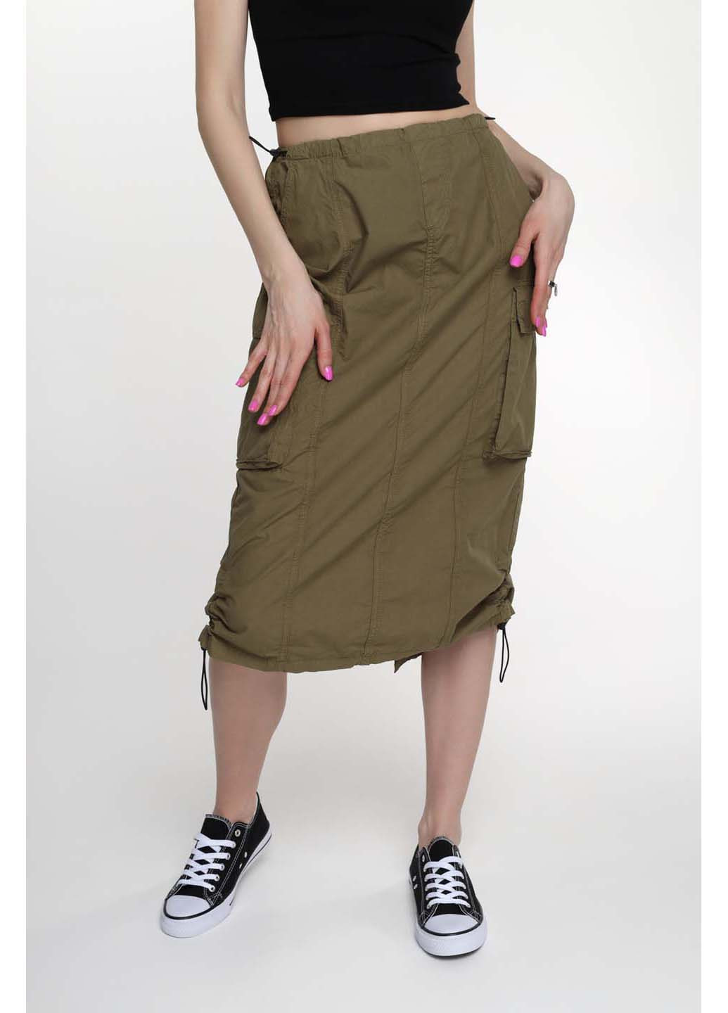 Оливковая (хаки) кэжуал юбка Onme