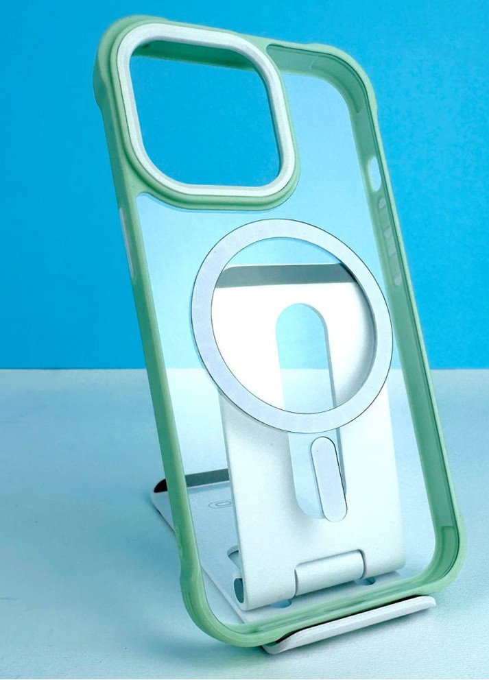 Силіконовий чохол Clear Drop Resistance with MagSafe для iPhone 14 Plus Зелений Crystal (259662669)