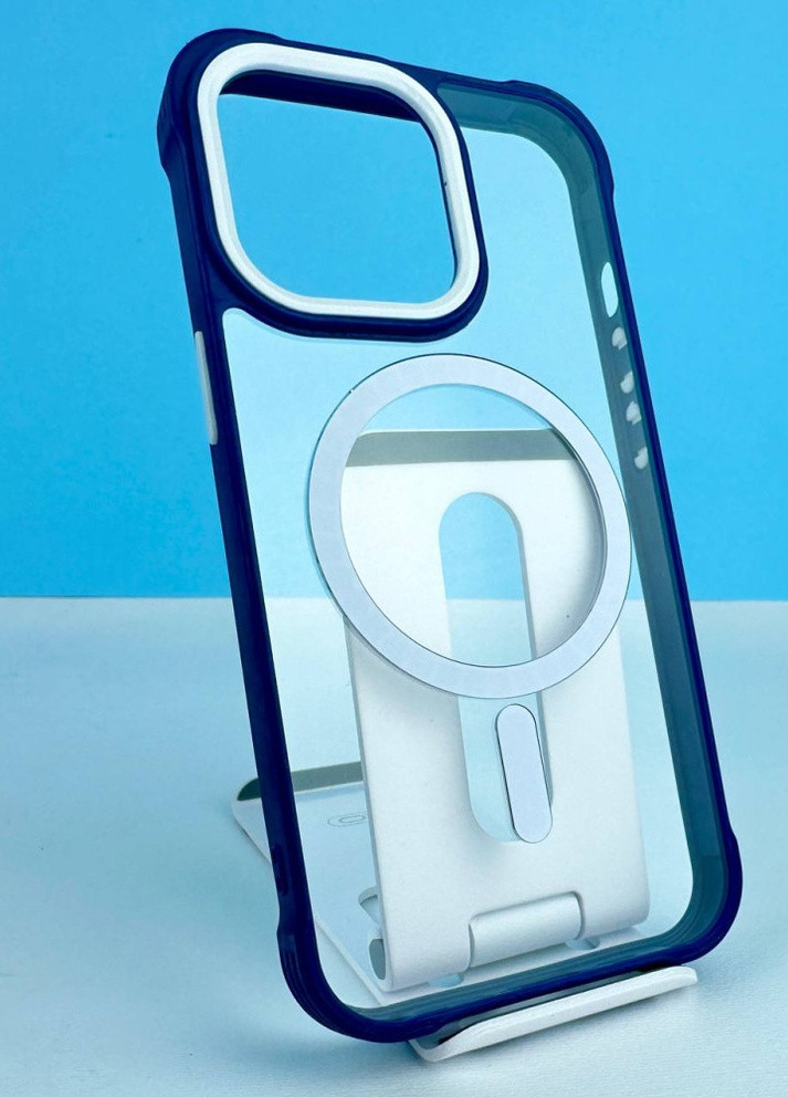 Силіконовий чохол Clear Drop Resistance with MagSafe для iPhone 14 Plus Синій Crystal (259662722)