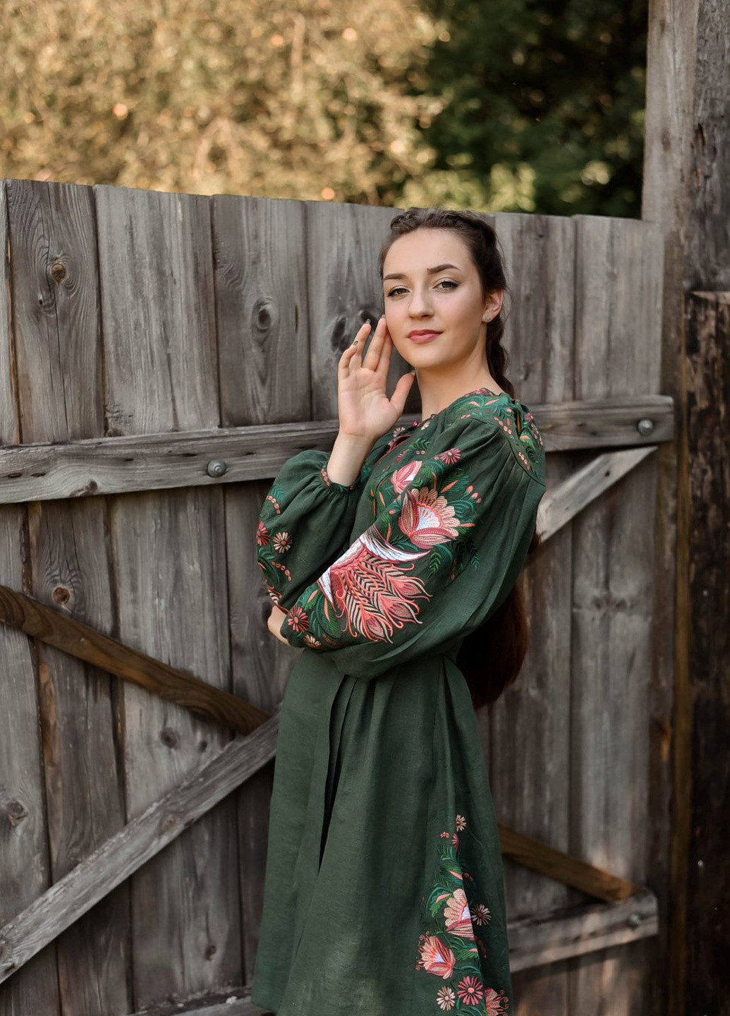 Зелена сукня вишита Vyshyvanka візерунок квітковий вільна (259665317)