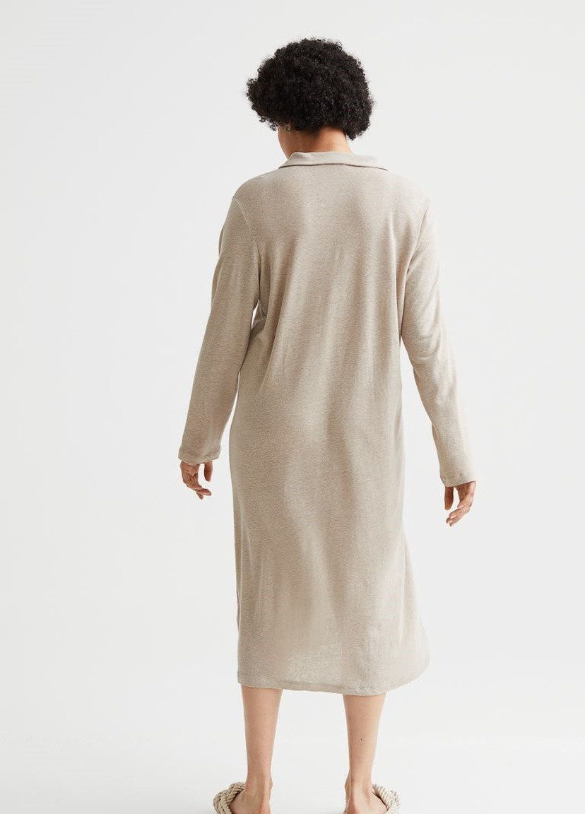 Бежева кежуал трикотажна сукня з льоном H&M однотонна
