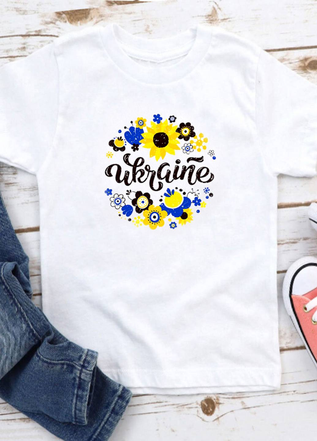 Белая демисезонная футболка детская белая для девочки ua blooms Love&Live