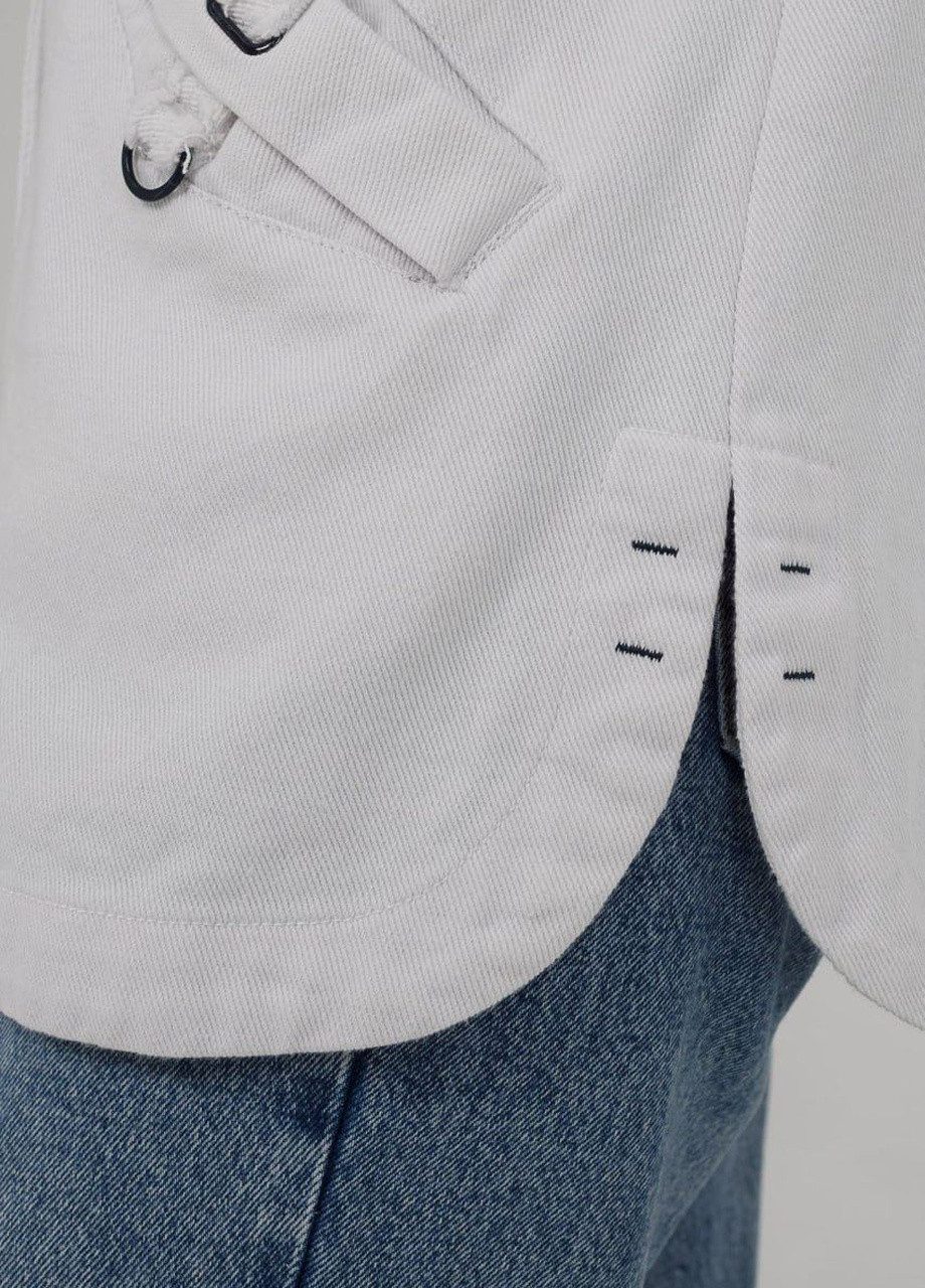Белая демисезонная джинсовая куртка с капюшоном белый 5xl YLANNI
