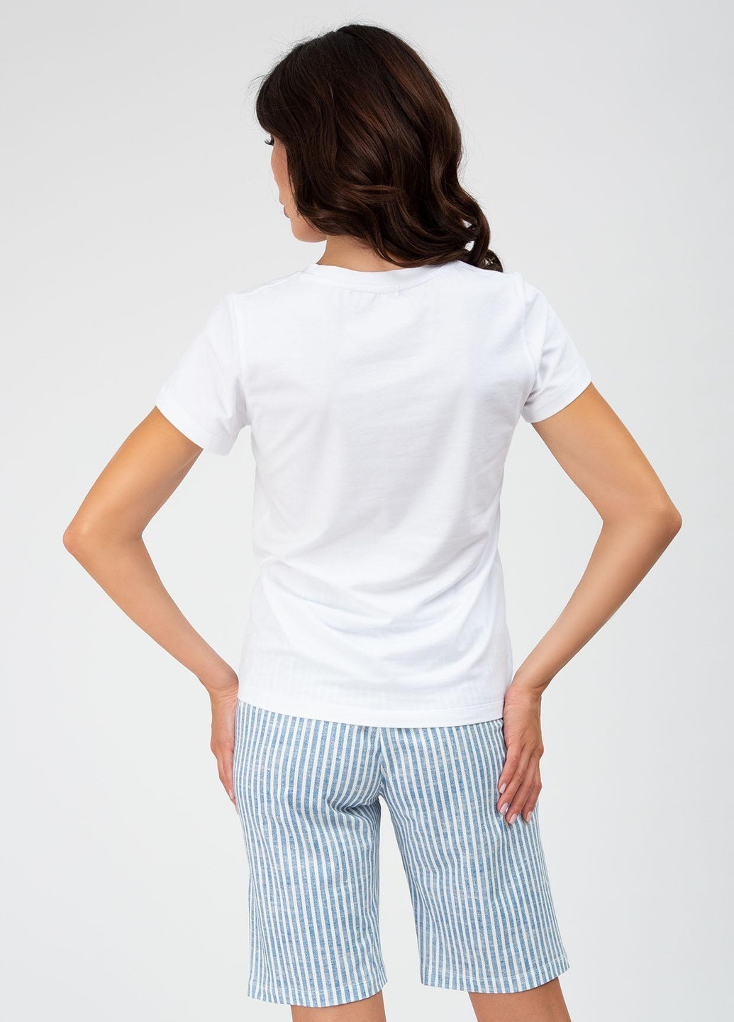 Белая всесезон женская пижама dominica футболка + шорты Roksana