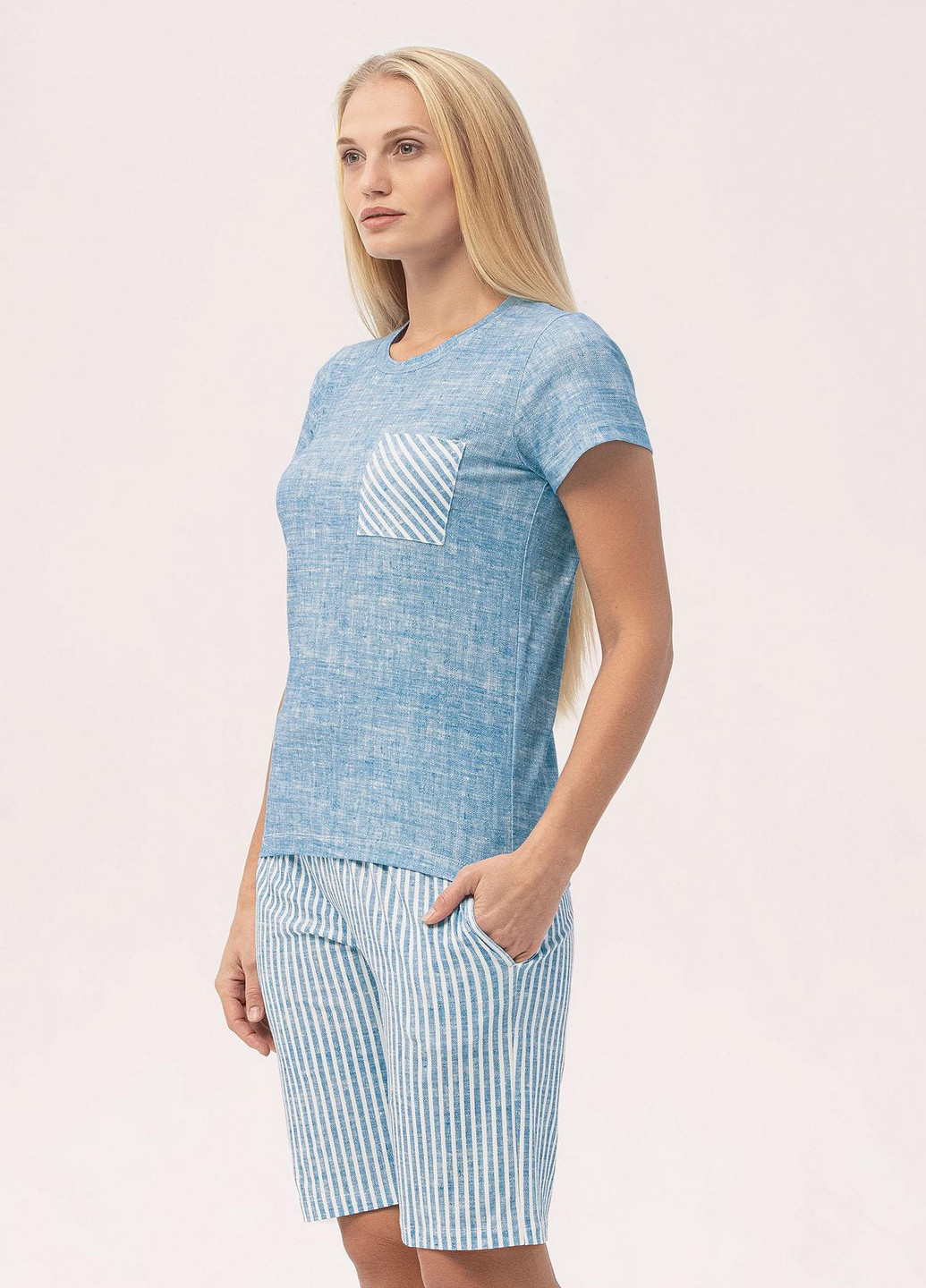 Блакитна всесезон піжама жіноча dominica футболка + шорти Roksana