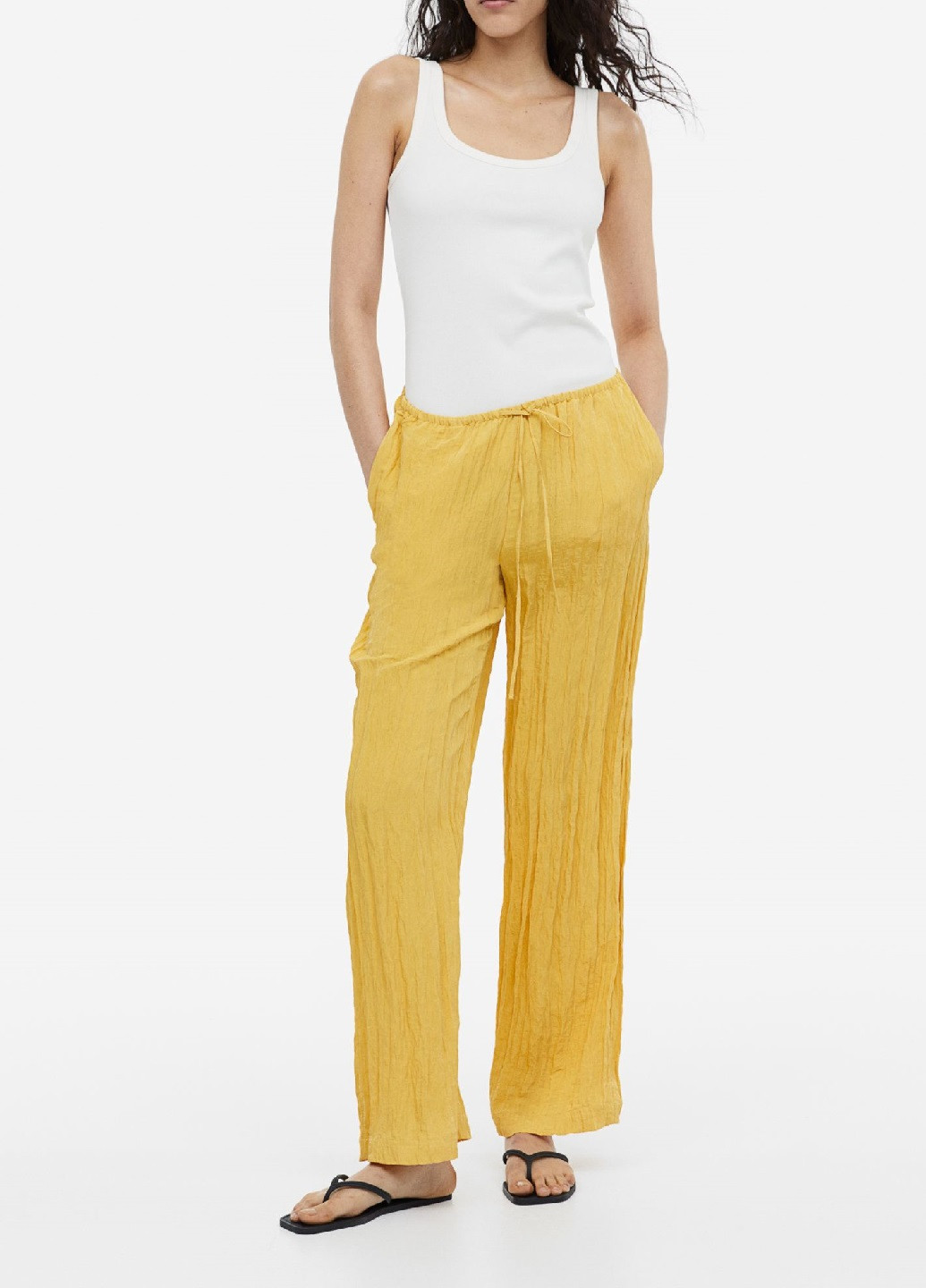 Желтые кэжуал летние брюки H&M