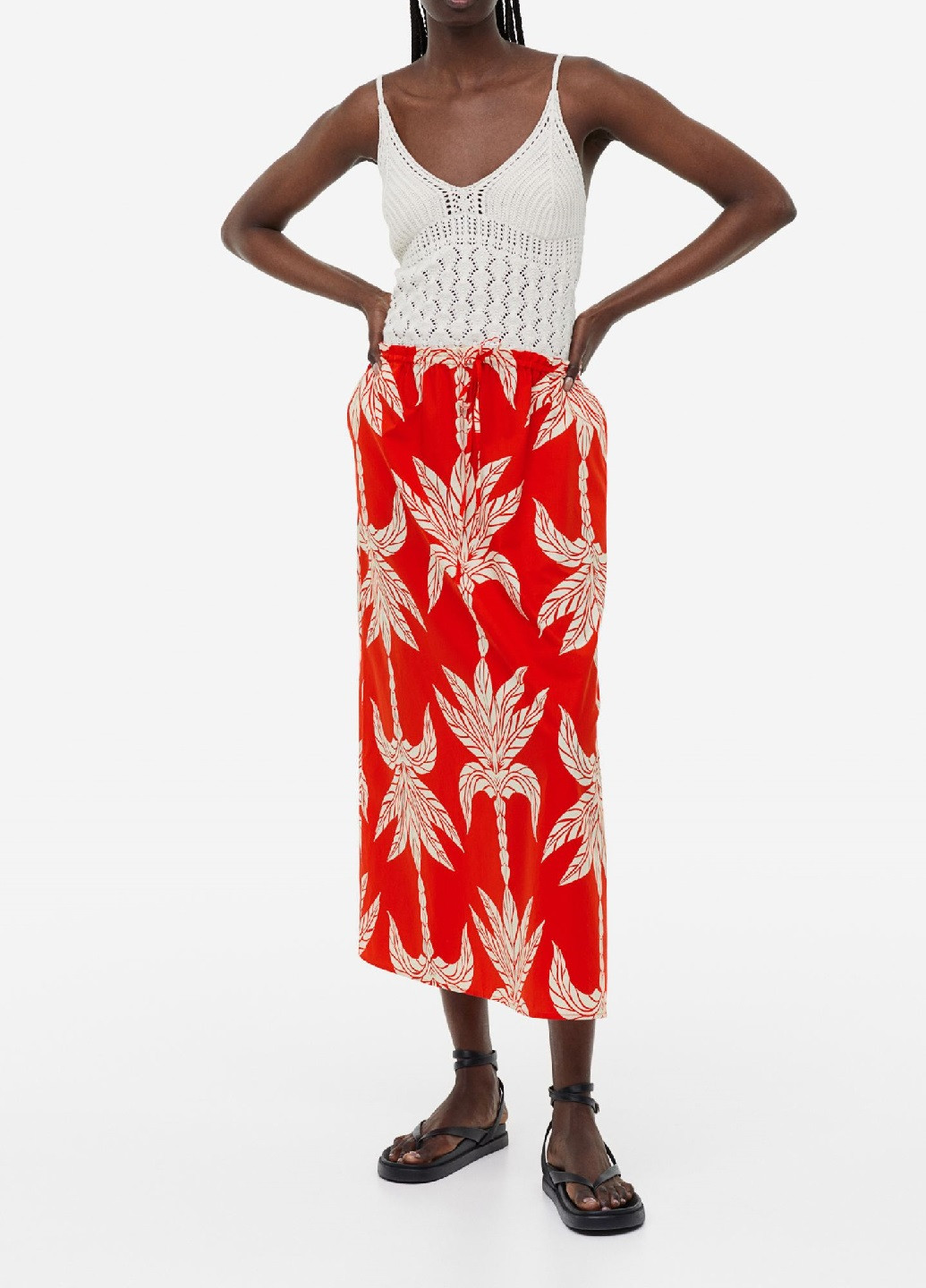 Красная кэжуал с абстрактным узором юбка H&M