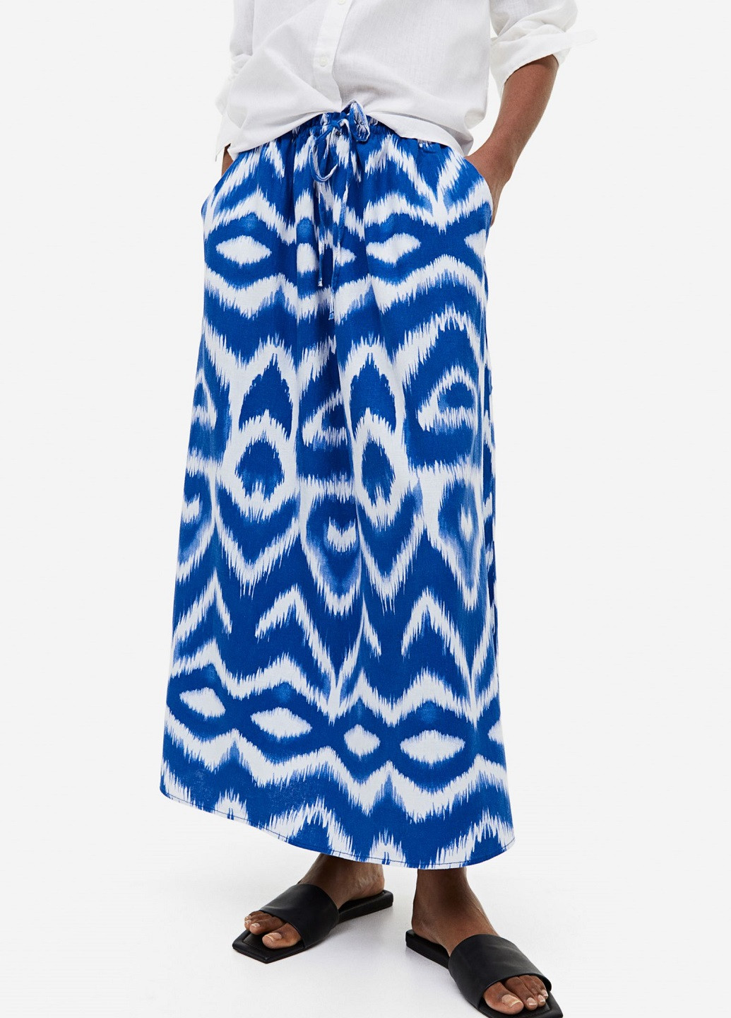 Синяя кэжуал с абстрактным узором юбка H&M