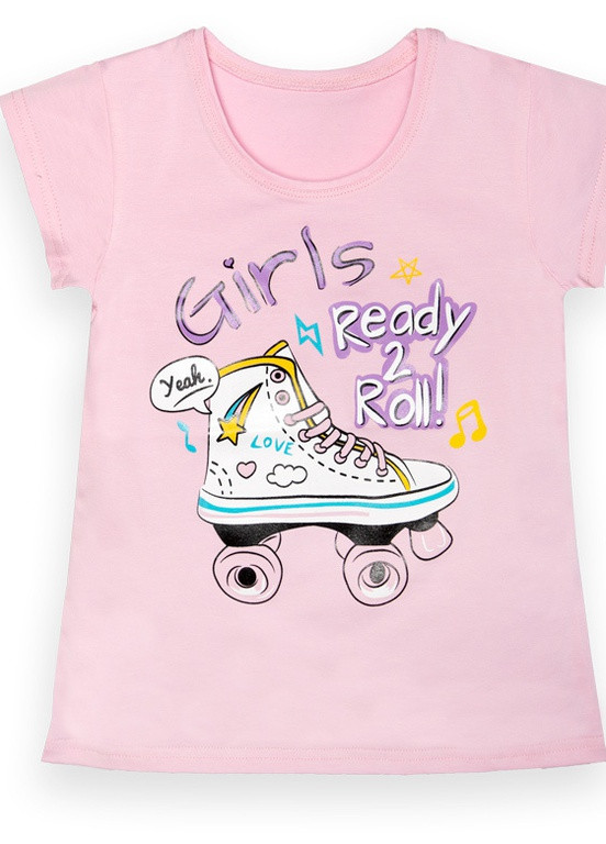 Розовая летняя детская футболка для девочки ft-22-13\1 *girls* GABBI