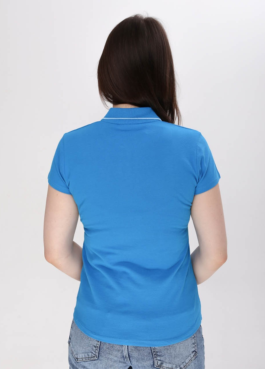 Синяя женская футболка-поло женское синее однотонное Divon однотонная