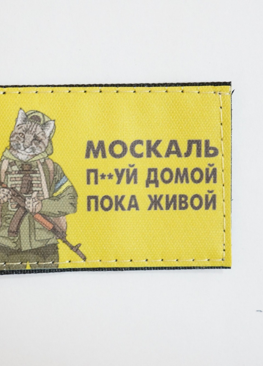 Шевроны "Москаль П..УЙ Домой Пока Живой!..." Кот с автоматом, желтый фон принт размер (5*7) 4PROFI (259787652)