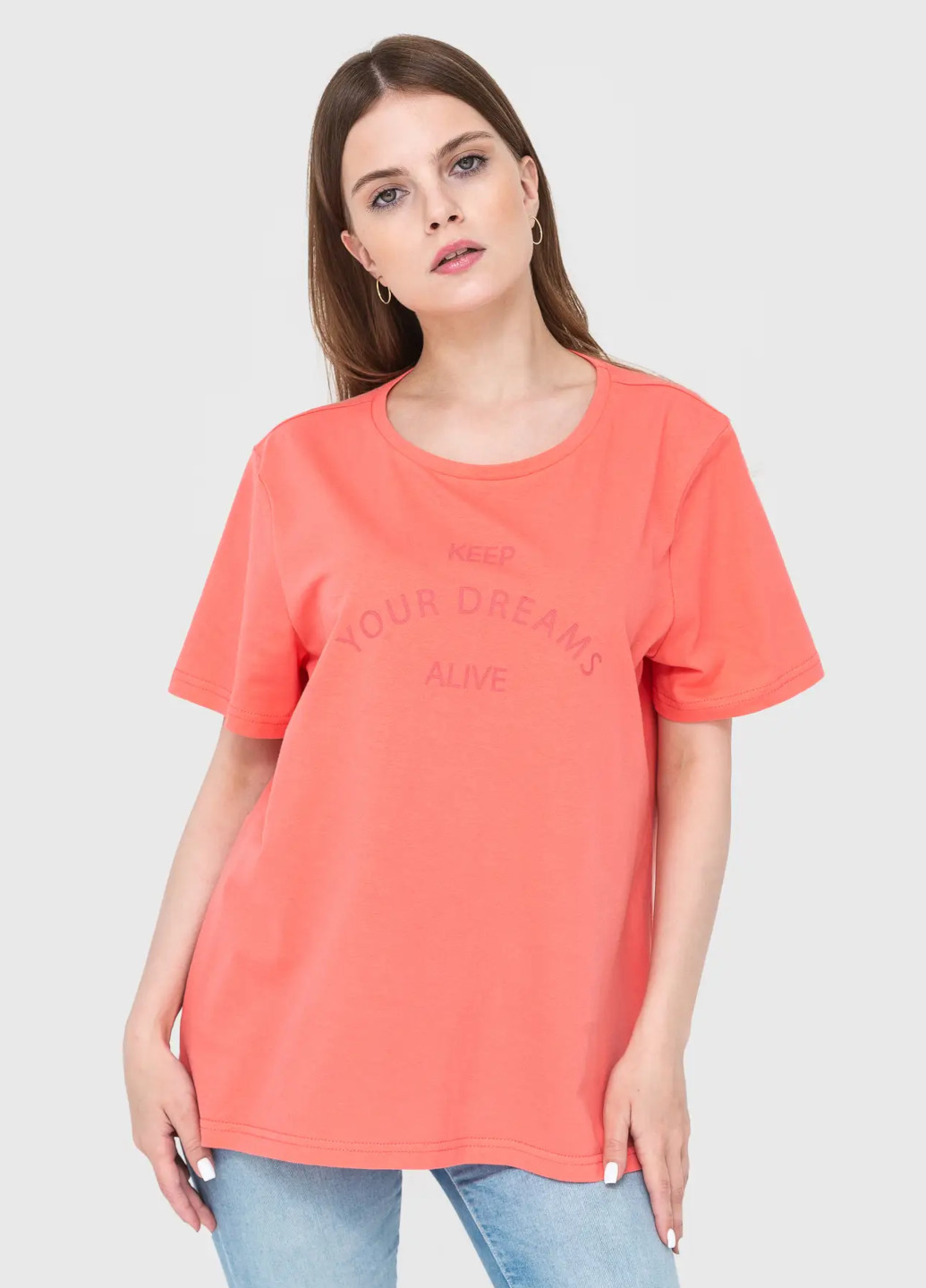 Розовая всесезон футболка женская с коротким рукавом Роза