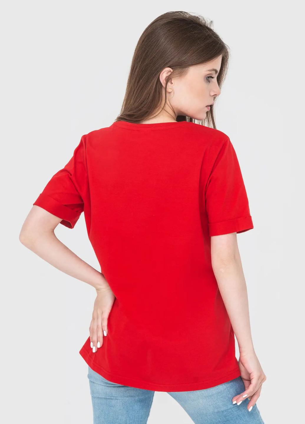 Червона всесезон футболка жіноча з коротким рукавом Роза