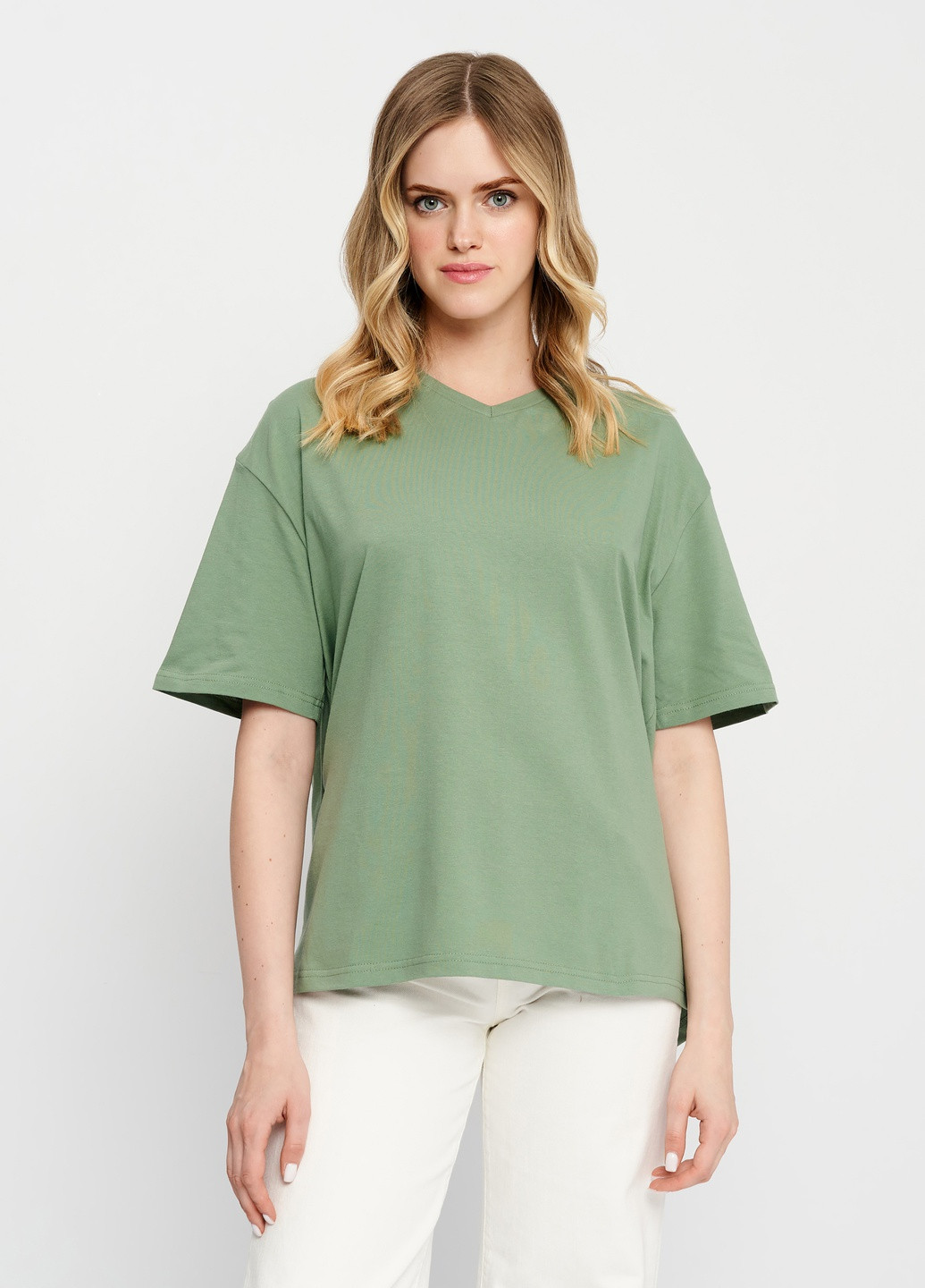 Оливковая летняя женская футболка с принтом с коротким рукавом Роза