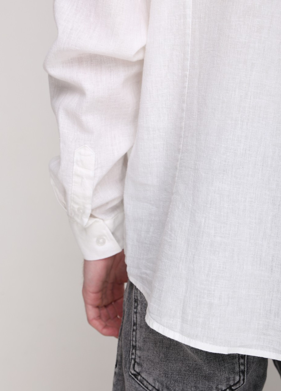 Сорочка чоловіча біла лляна довгий рукав Jean Piere прямая (259735563)