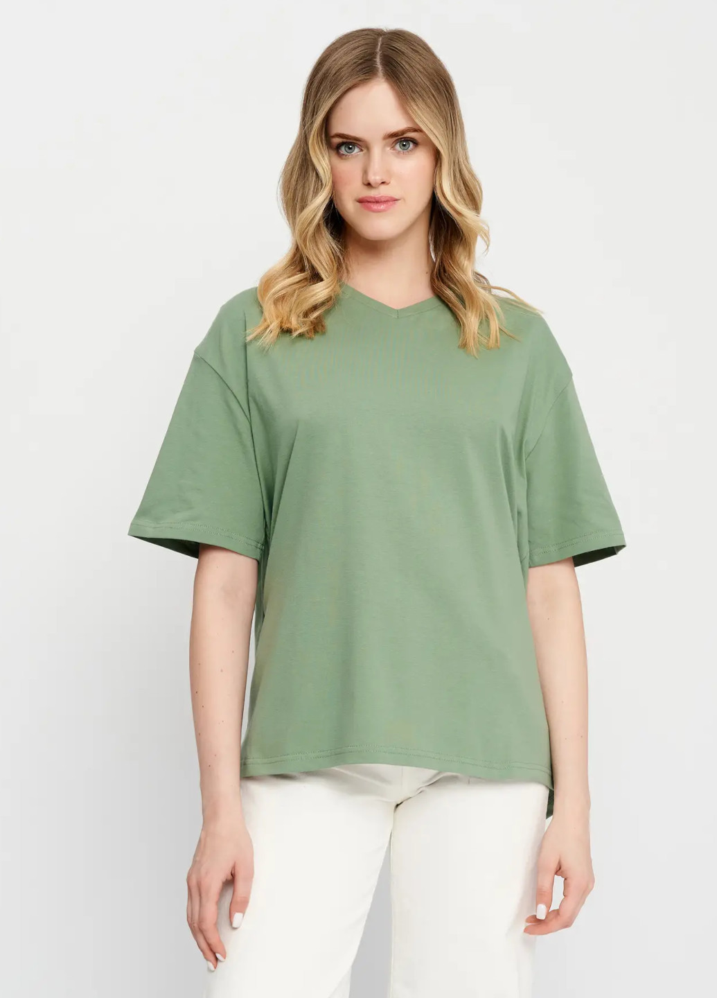 Оливковая всесезон футболка женская с длинным рукавом Роза
