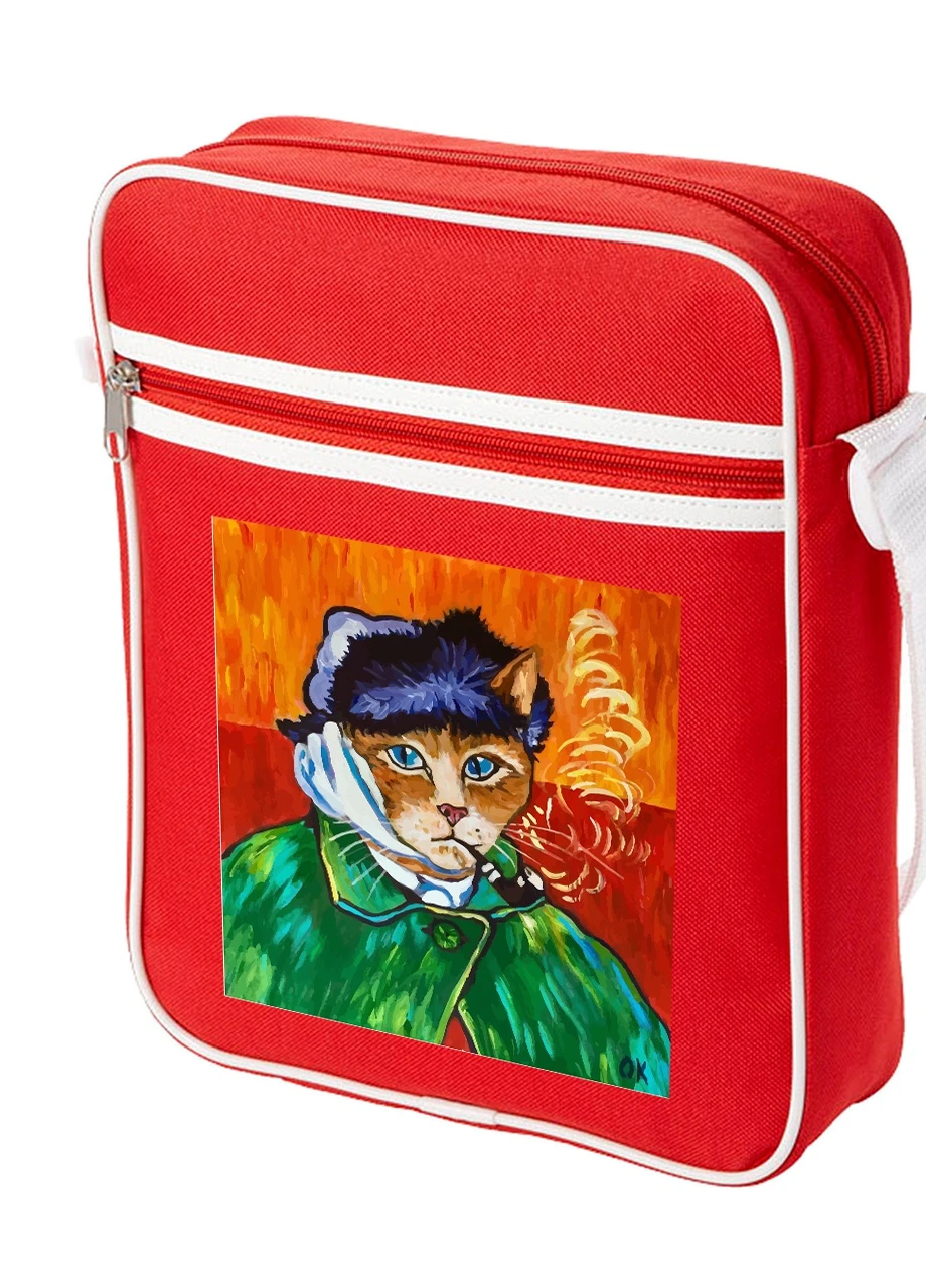 Сумка-месенджер Кіт Вінсент Ван Гог (Vincent van Gogh Cat) Червоний (92289-2958-RD) MobiPrint (259887181)
